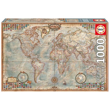 Puzzle Educa El Mundo, Mapa Político (Mini) 1000 piezas - Puzzles Educa