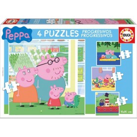 Puzzle Educa Peppa Pig Progresivo 6 + 9 + 12 + 16 Piezas Puzzle Educa Peppa Pig Progresivo 6 + 9 + 12 + 16 Piezas Puzzles Educa - 1