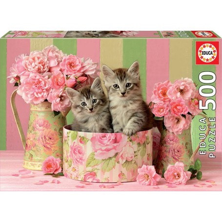 Puzzle Educa Gatitos con rosas de 500 piezas - Puzzles Educa