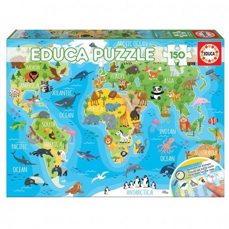 Puzzle Educa Mapamundi Animales de 150 piezas - Puzzles Educa