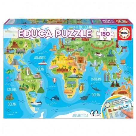 Puzzle Educa Mapamundi Monumentos de 150 piezas - Puzzles Educa