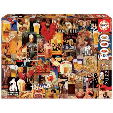 Puzzle Educa Collage de Cerveza Vintage de 1000 piezas - Puzzles Educa