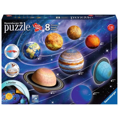 Puzzle 3D Ravensburger El sistema planetario de 522 piezas - Ravensburger