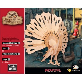 Gepetto's Pavo real Maqueta 59 Piezas - Eureka! 3D Puzzle