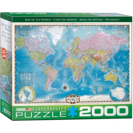 Puzzle Eurographics Mapa del mundo de 2000 Piezas - Eurographics