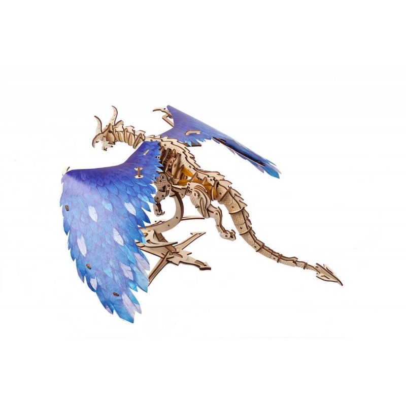 UGEARS Dragón De La Tempestad Puzzle 3D - Modelo Mecánico De Madera Con Motor De Goma, 320 Piezas Para Montar
