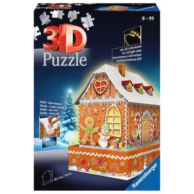 Puzzle 3D Ravensburger Casita de jenjibre Night Edition de 216 Piezas