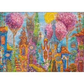 Puzzle Heye Pueblo con Encanto, Arboles Rosados de 1000 Piezas Puzzle Heye Pueblo con Encanto, Arboles Rosados de 1000 Piezas Heye - 1