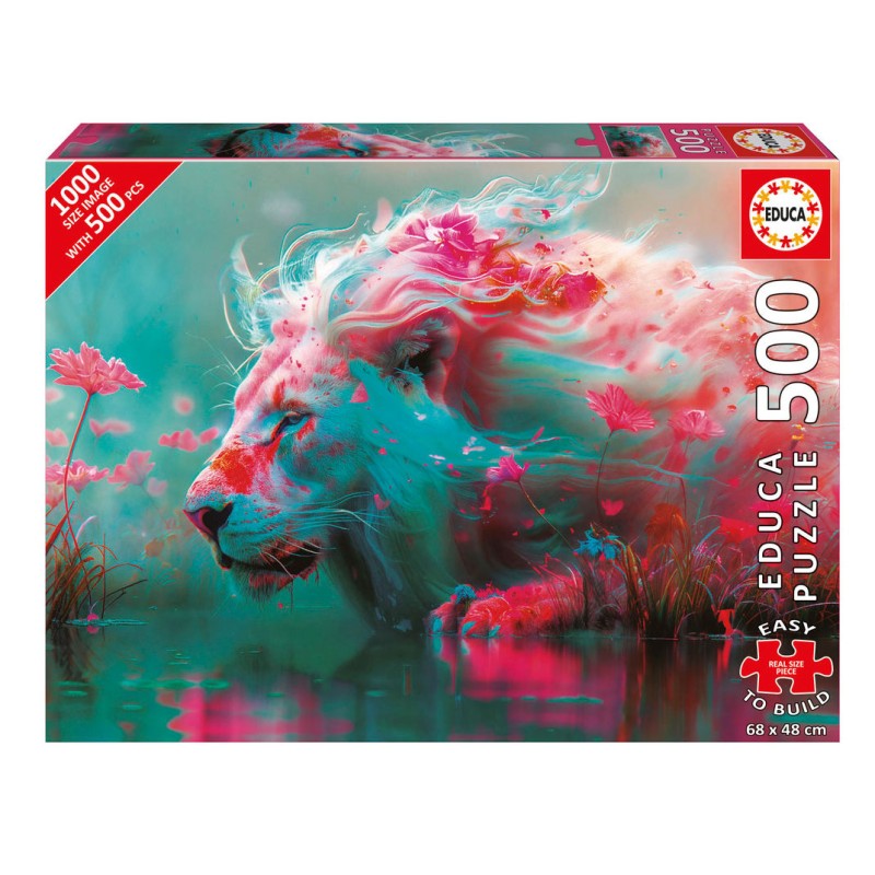 Fluye al armar: León Floral en Fantasía 500 Pzs