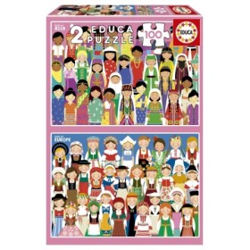 Puzzle Educa Niñas de Europa y Asia de 2 x 100 Piezas Puzzles Educa - 1