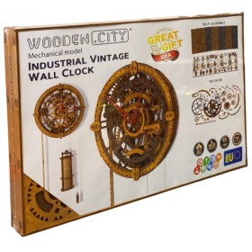 Reloj de Pared Industrial Vintage - Puzzle 3D de Madera Wooden City Wooden City - 1