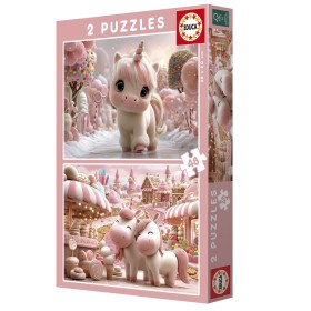Puzzle Educa Unicornios Dulces de 2 x 48 Piezas Puzzles Educa - 1