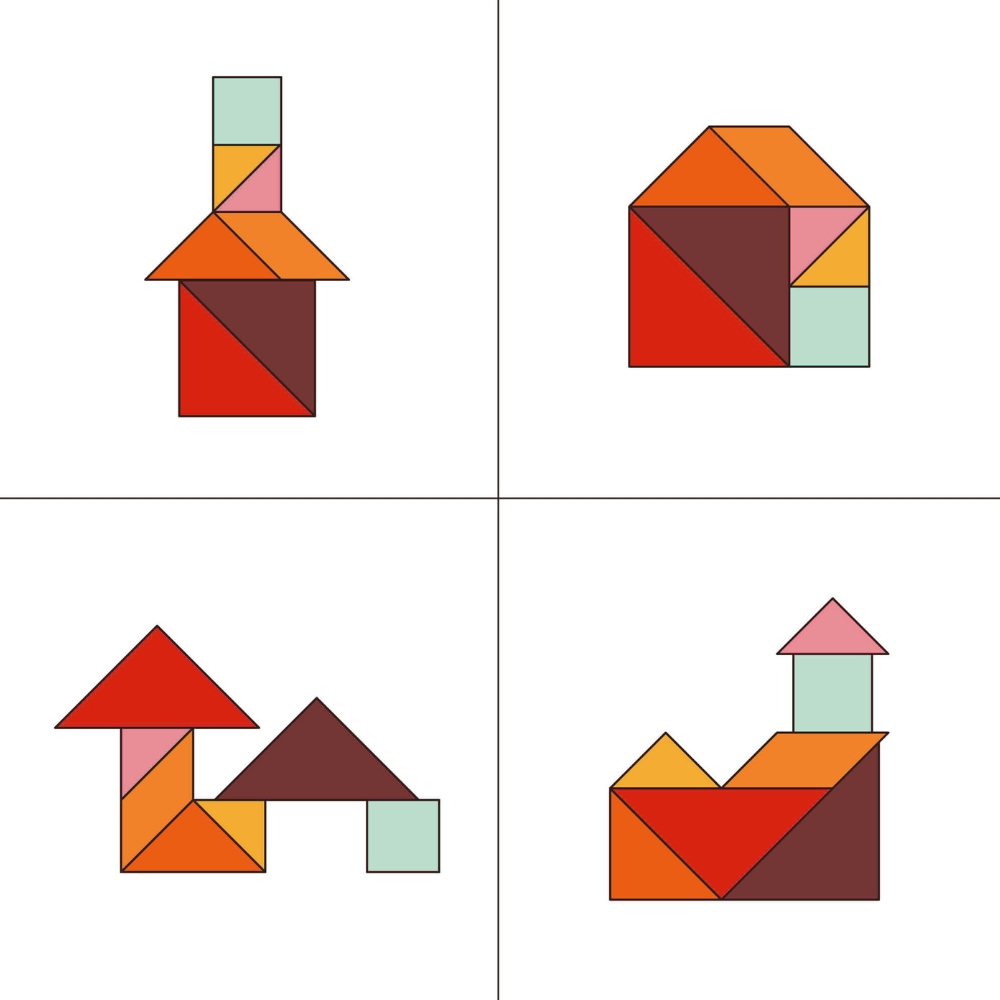 Tangram figuras de casas sencillas