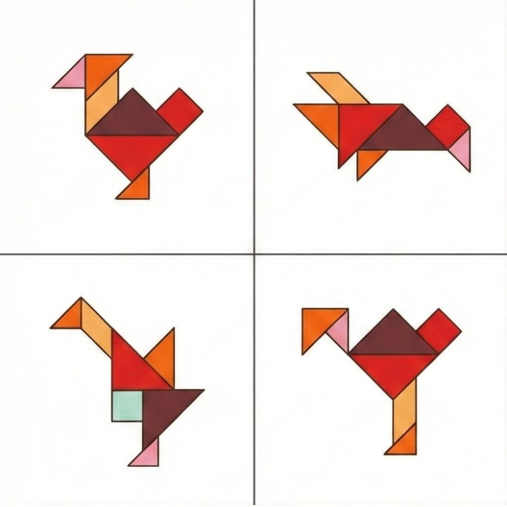 Figuras complejas de aves tangram