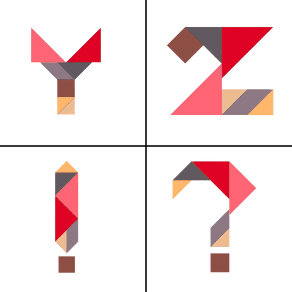 Letras tangram abecedario Y Z